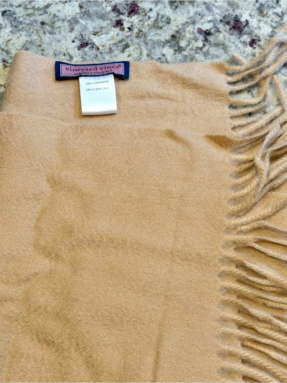 Vineyard Vines Cashmere Soft Fringe Scarf in Camel - Picture 2 of 2